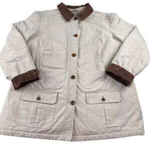 L.L. Bean Barn Chore Coat Women's size XL Thinsulate Canvas Jacket Quilted Beige